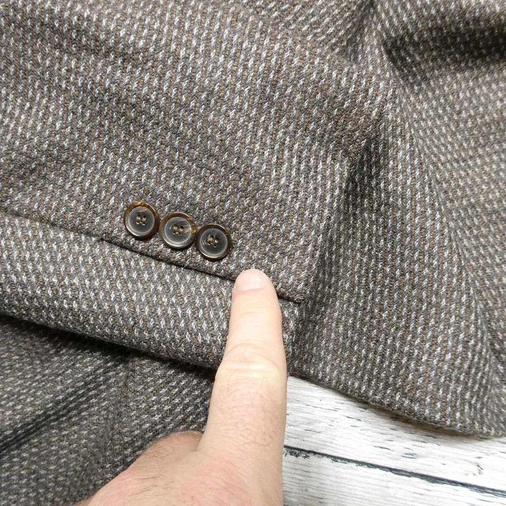 Zanella Blazer Mens 41R Gray Wool Tweed Check Sport Coat Three Button Made Italy